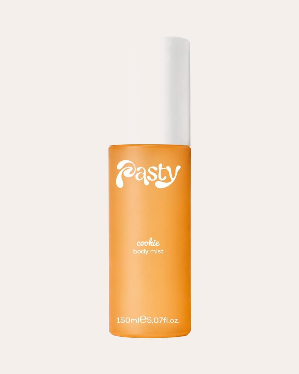 Pasty Cookie Body Mist, beyaz kapaklı turuncu şişe