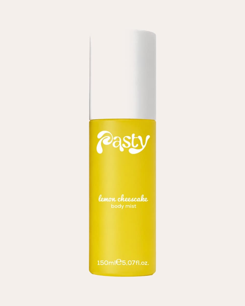 Pasty Lemon Cheesecake Body Mist, beyaz kapaklı sarı şişe